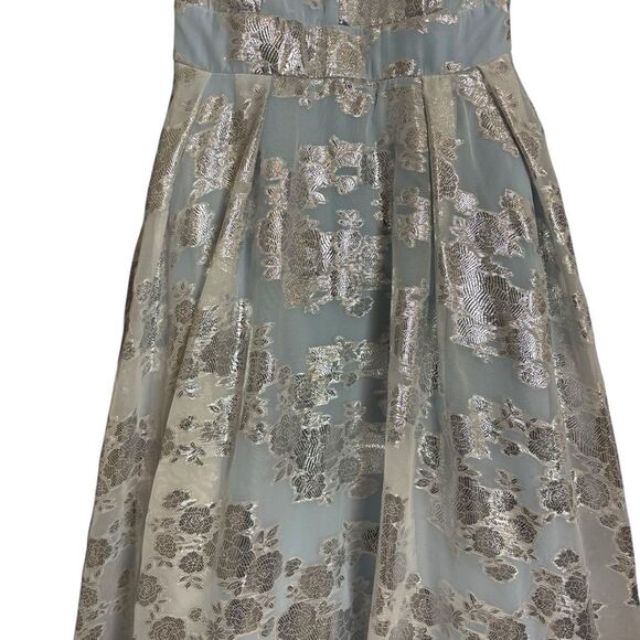 Windsor Cinderella Blue & Metallic Sliver Floral Ballgown Halter Dress Size 11 - Picture 11 of 16